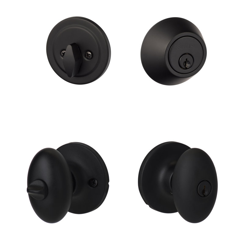 Arapaho Entry Knobset with KA Deadbolt, Flat Black