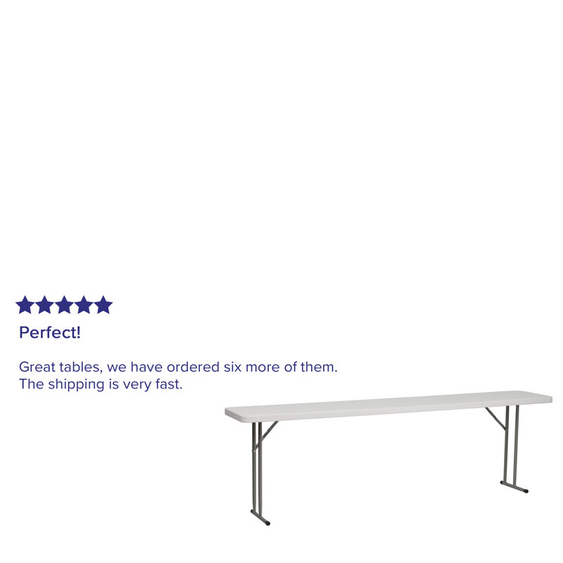 8' White Plastic Folding Training and Event Table