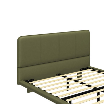 Lit plateforme tapissier moderne avec lumières DEL et design flottant, grand