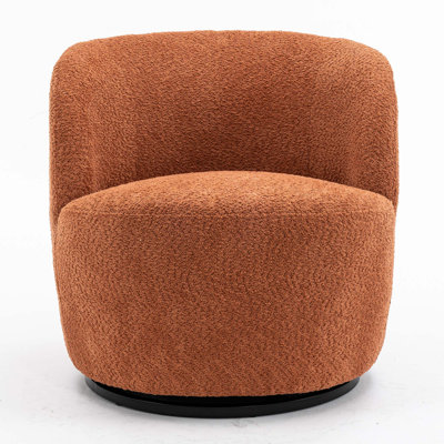 Hadriel Small Swivel Chair,Full Assembled Boucle Upholstered Fabric Barrel Chair,Small Space Armchair by Ivy Bronx