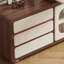 Bureau de direction demi-cercle en composite de couleur crème cristal avec tiroirs-1190912576