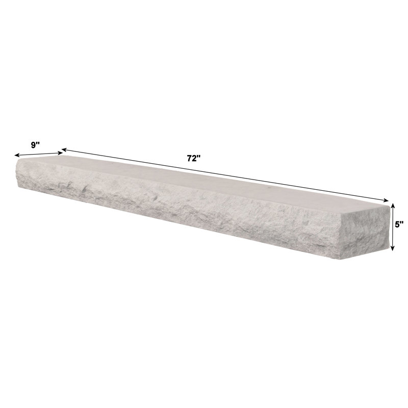 Natural Cut Stone Edge Non-Combustible Mantel Shelf, Arctic Blast, 72"