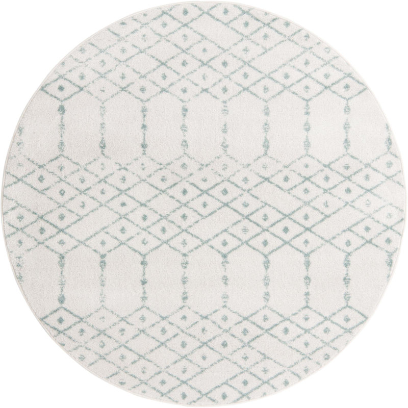 Tapis ivoire à motif géométrique ivoire d'Igon, Rond 5 pi 3 po