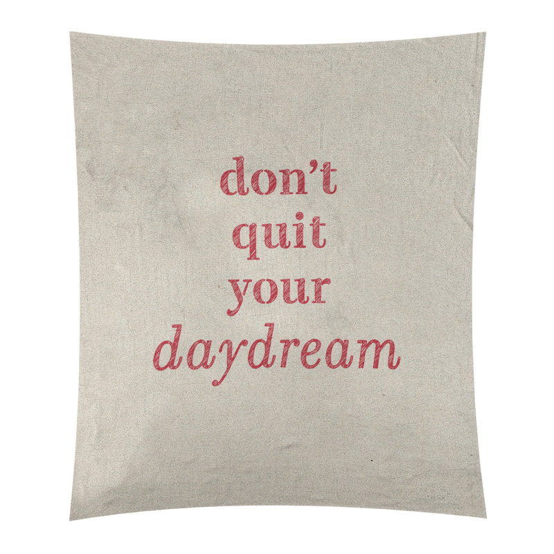 Polyester à la main ne pas quitter votre tapisserie daydream quote, H 104 po x l 88 po, Blanc / Rouge