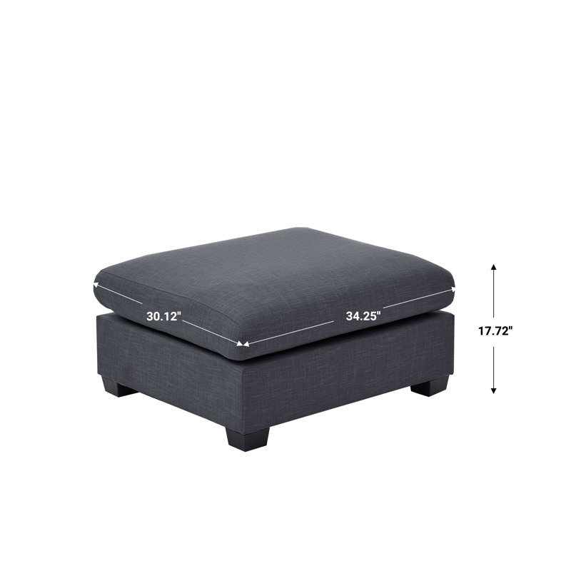 Pouf rectangulaire rembourré, BlueGray