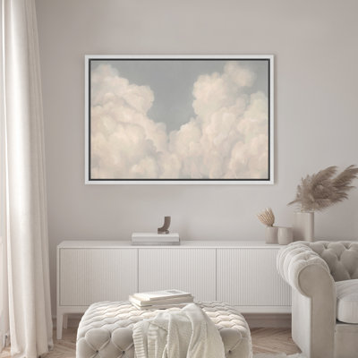Reproduction d'art sur toile encadrée - paysage de nuages rétro, salon, décor minimaliste moderne