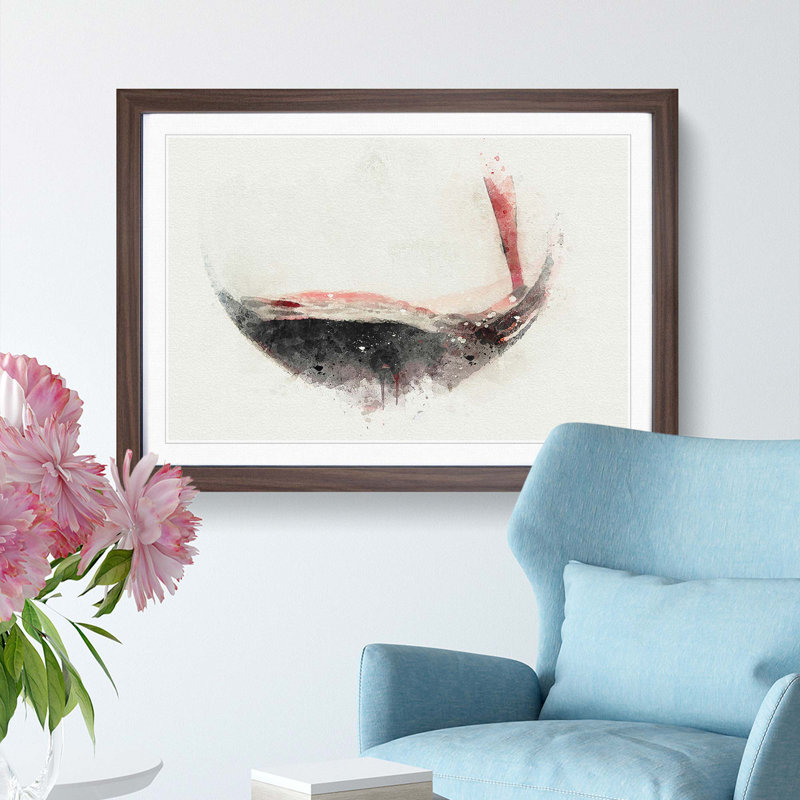 Pouring of the Red Wine in Abstract - Framed Print, 60cm H x 91cm W x 2cm D, Walnut