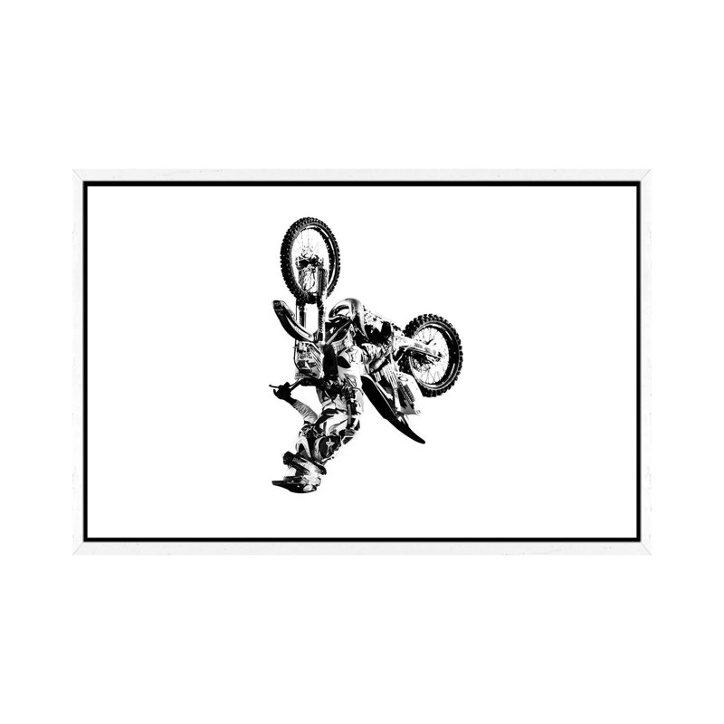 Motocross Flip White - Print on Canvas, White Framed, 101.6 cm H x 66.04 cm W