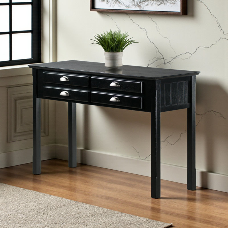 Cydne 4 drawer Rectangular Console Table in Black, 29.23'' H X 47.39'' W X 14.09'' D