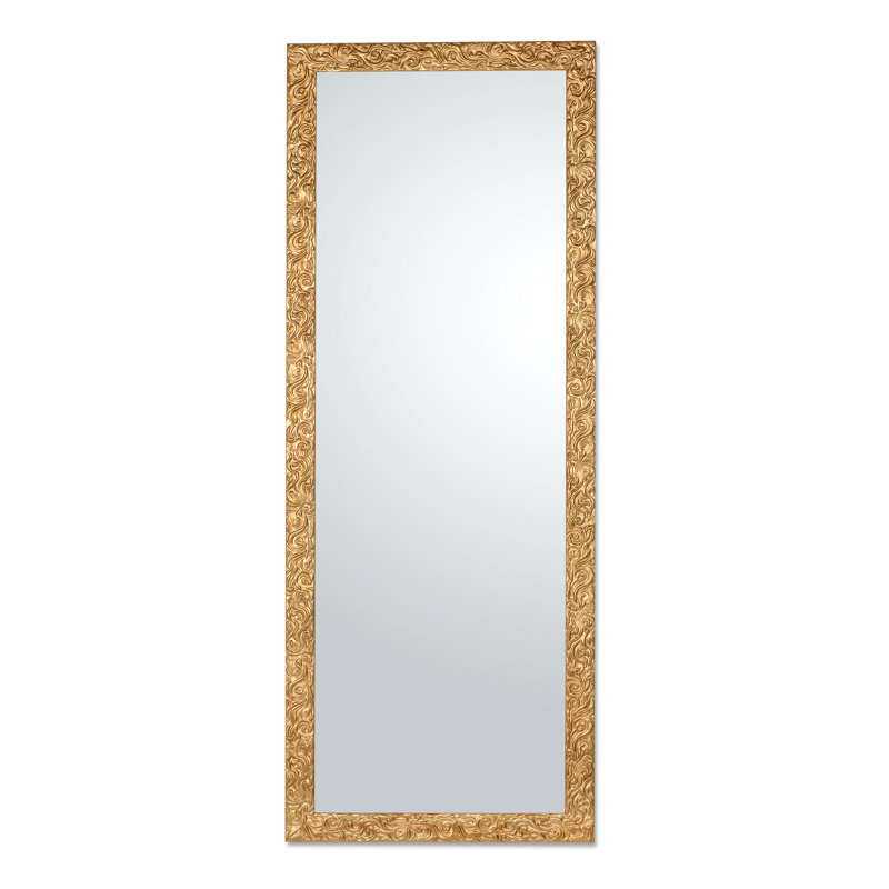 Kling Flat Solid Wood Framed Wall Mounted Full Length Mirror in Gold