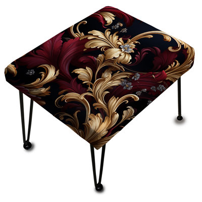 Opulent Royal Scrolls Victorian Pattern - Damask Rectangle Ottoman