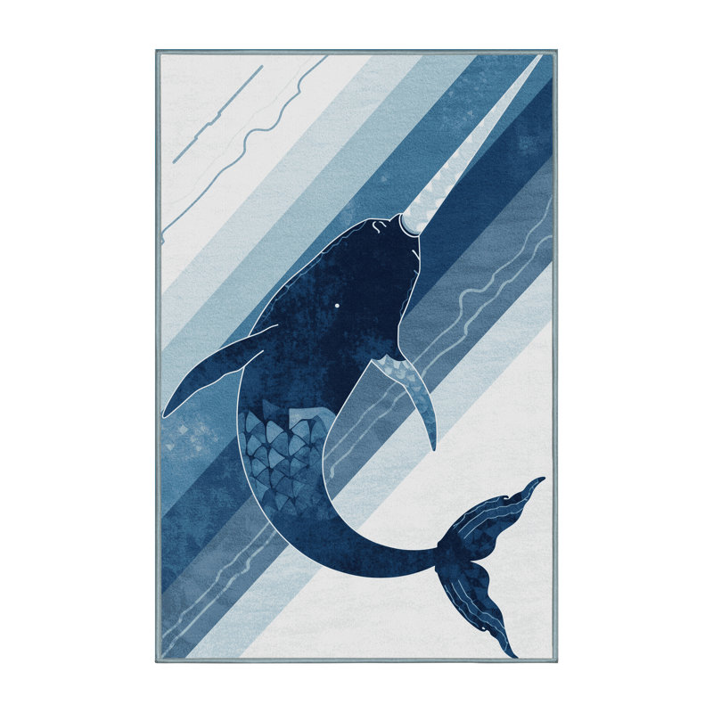 Tapis ombré moderne et contemporain lavable à la machine Oswee Narwhal - Gris, 4 x 2