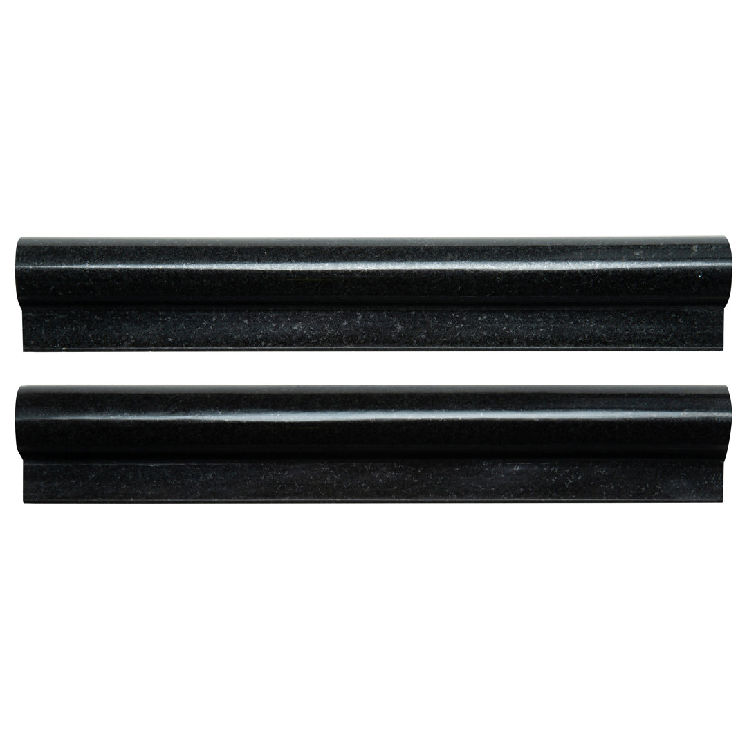 Kyoto Noir 2 in. x 12 in. Granite Rail Tile Trim Ackland