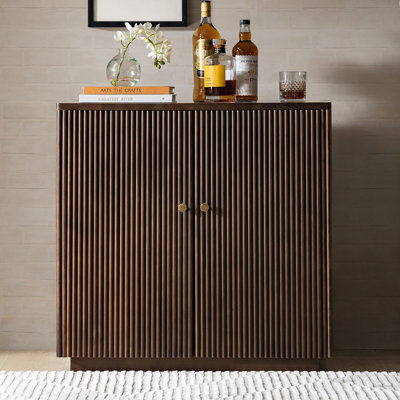 Averett 32.6"W 2 Door Solid Wood Fluted Accent Cabinet