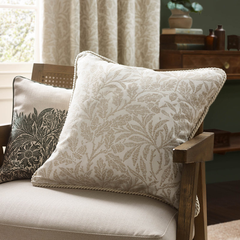 Acorn Tonal Floral Square Throw Pillow Cover, White