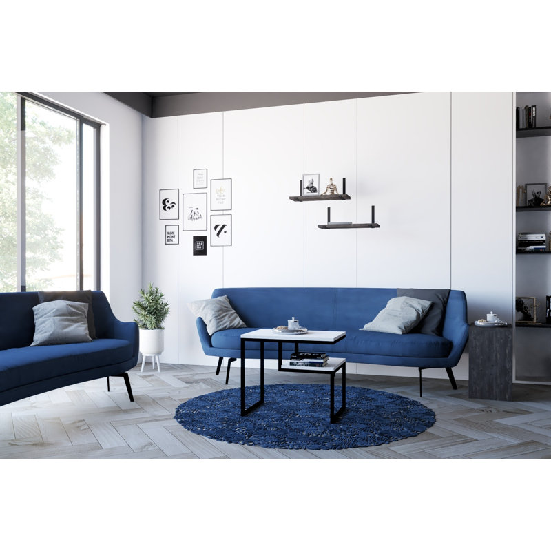 Table basse moderne, blanche, 23,6 po x 20,5 po x 15,7 po | 100% panneau de particules enduit de mélamine, épaisseur: 0,7 pouce | Design élégant avec tablette de 7,1 pouces de hauteur | Parfait pour le salon et les espaces contemporains