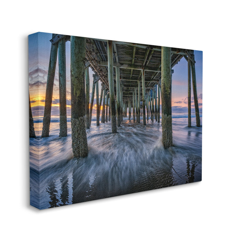 Under Pier Beach Waves par Rick Berk - Photographie sur toile tendue, H 24 po x l 30 po x P 1,5 po