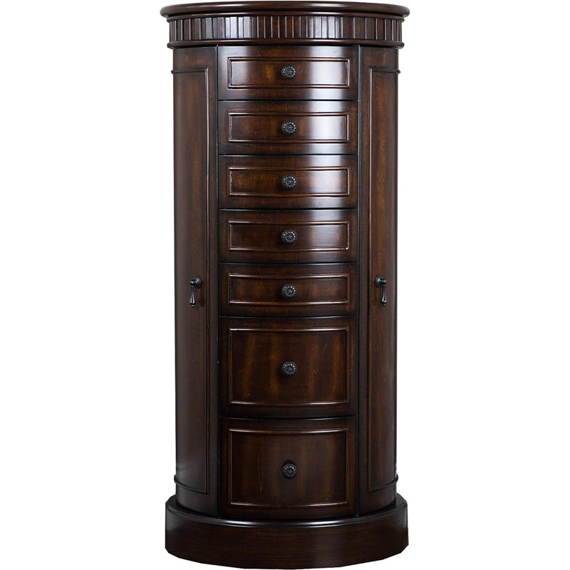 Armoire à bijoux sur pied de 18 po de largeur, Noyer