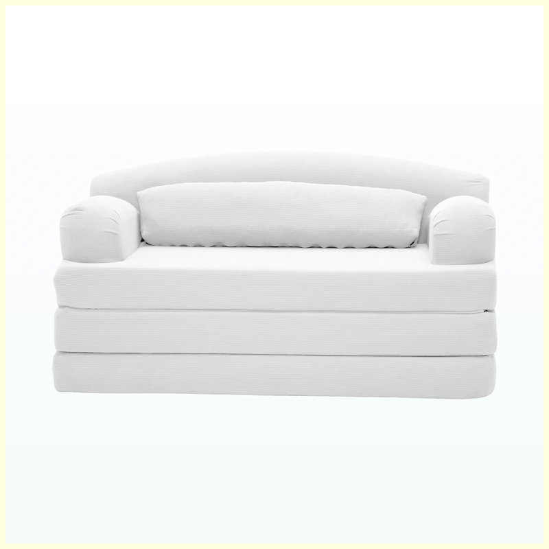 Causeuse convertible 2 places en velours côtelé Canapé-lit futon convertible (beige), L 57,09 po, White Corduroy