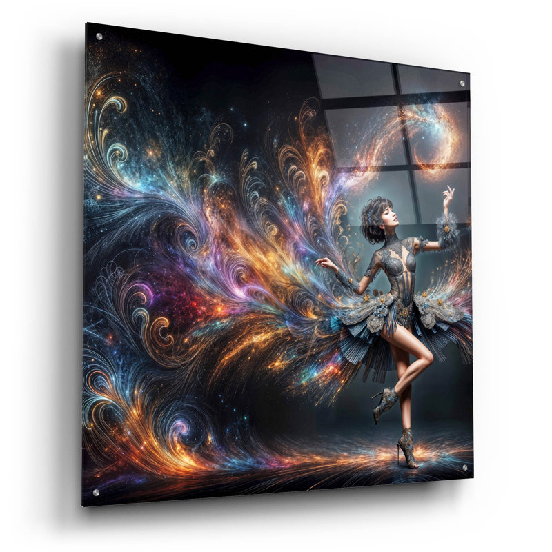 Art mural en verre épique «Dance In Color» par Rey Klimt, 36 po x 36 po, H 36 po x l 36 po