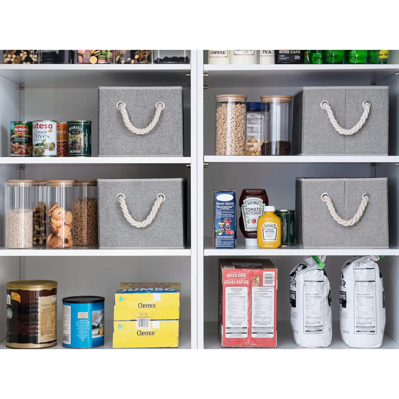 Storage Baskets For Organizing Shelves , Foldable Fabric Storage Bins With Handles, 3-Pack, 8.25" H x 10.25" W x 14.75" D