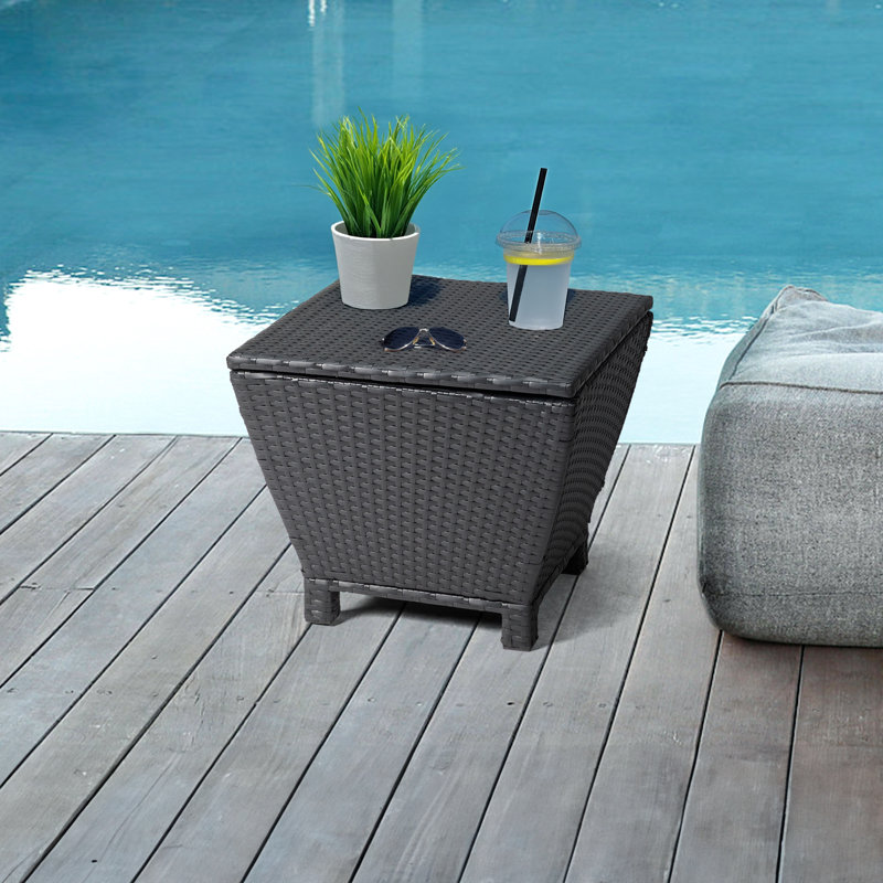 Patio Square Side Table, Black