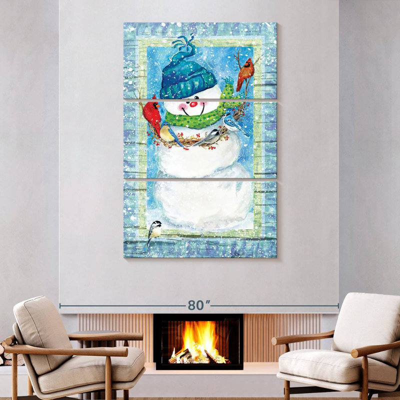 Bonhomme de neige et cardinaux Lelend, H 74 po x l 48 po