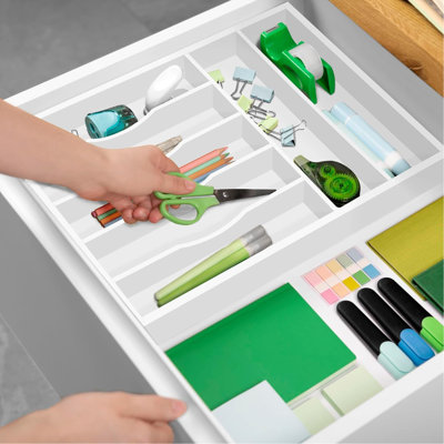 7-Slot Luxury Bamboo Drawer Organizer – Silverware & Utensil Holder With Grooved Dividers, Cutlery Tray For Flatware, Knives, And Kitchen Tools