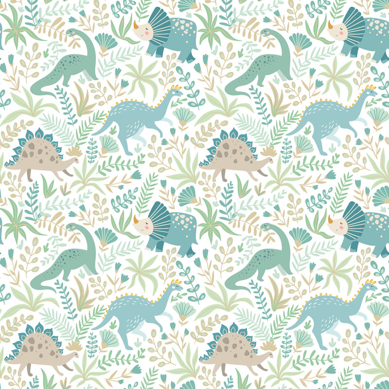 Hoopla Walls Jurassic Party Denim Mix 10m Wallpaper