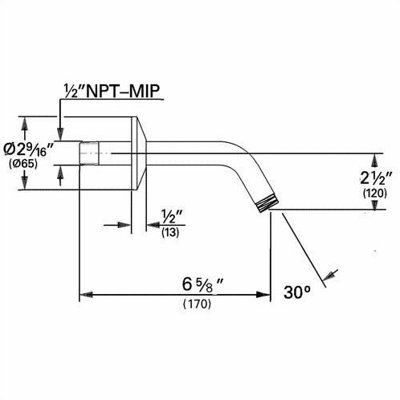 Relexa® 6.63" Tubular Shower Arm and Flange