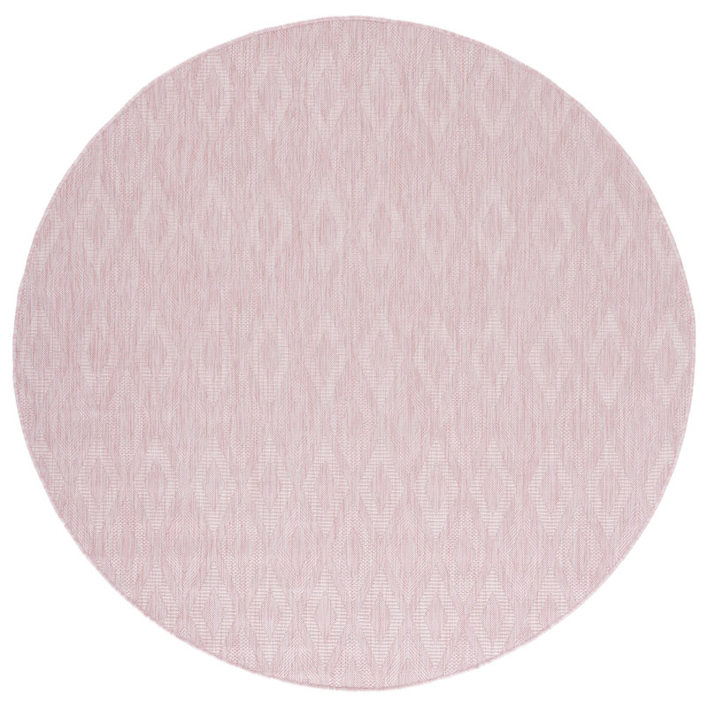 Tapis intérieur / extérieur rose Tamber, Rond 6 pi 7 po
