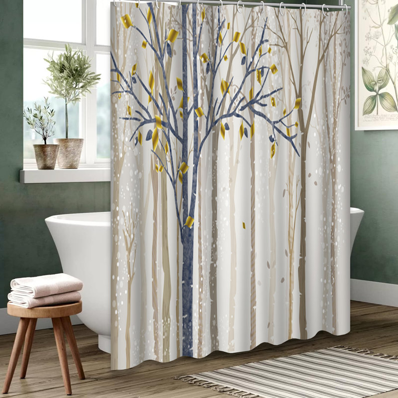 Rideau de douche avec 12 crochets White Forest, L 72 po x l 78 po