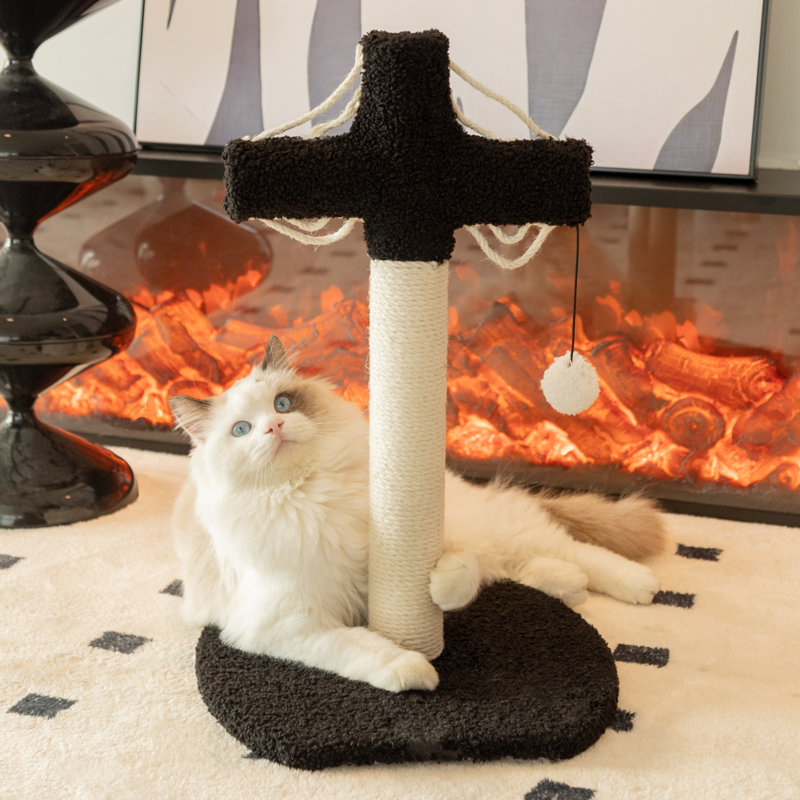 Ensemble de grattoirs de style gothique pour chat 3 pièces, poteau à griffes de style crâne et os, croix et pierre tombale pour chats d'intérieur, mobilier pour chat Spooky Halloween