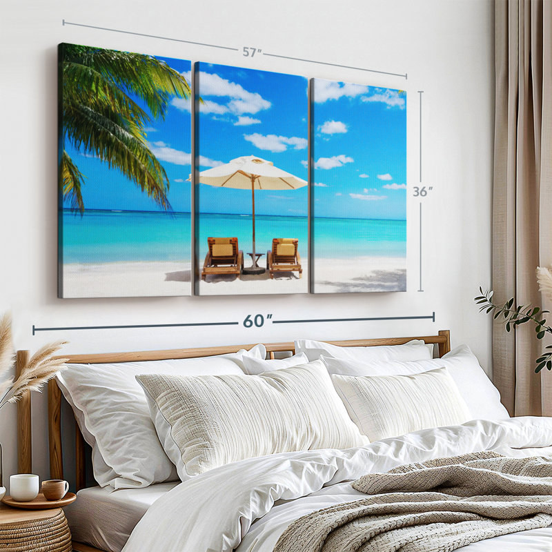 «Beach Deckchairs», 3 pièces, H 36 po x l 57 po