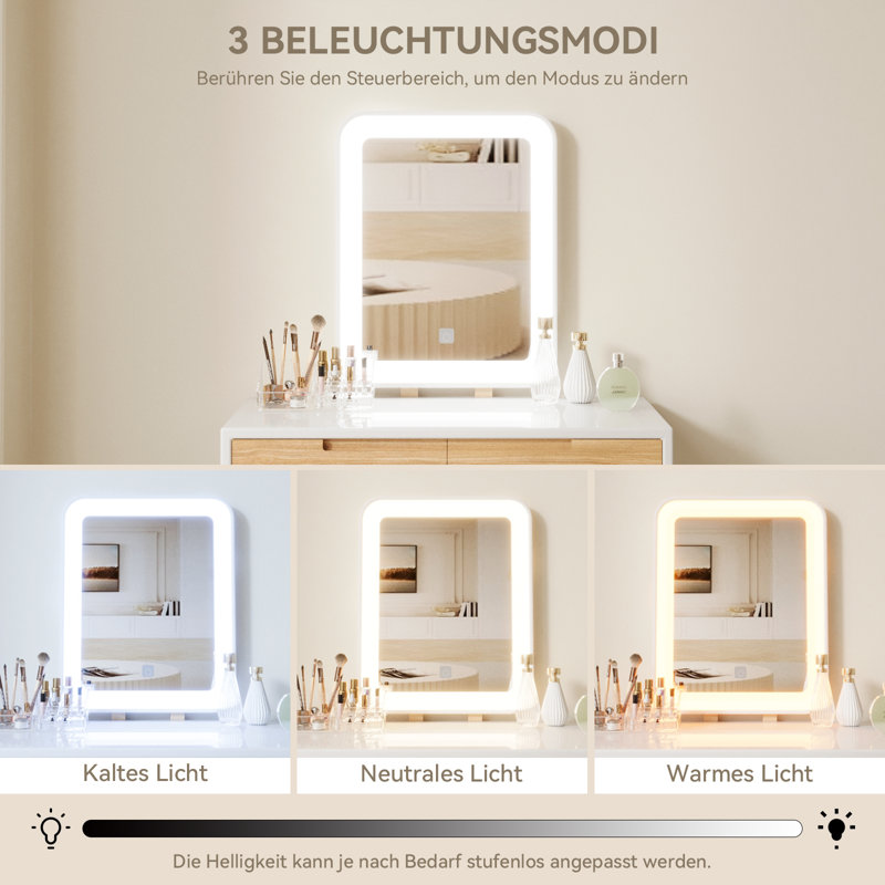 Octavius Dressing Table with Mirror, Brown