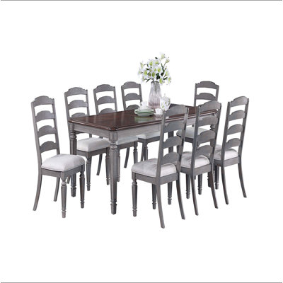 Light Grey And Cherry Contemporary Style 1pc Dining Table Wooden Frame Dining Room Furniture