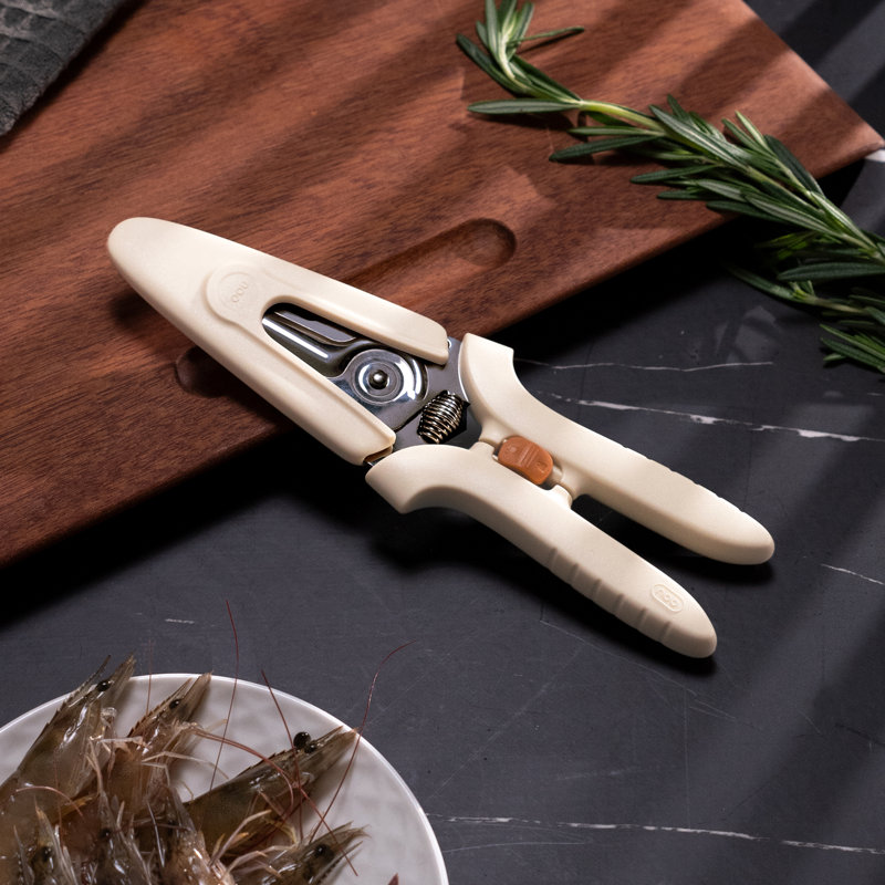 OOU White Bear Kitchen Scissors with Magnetic Cover