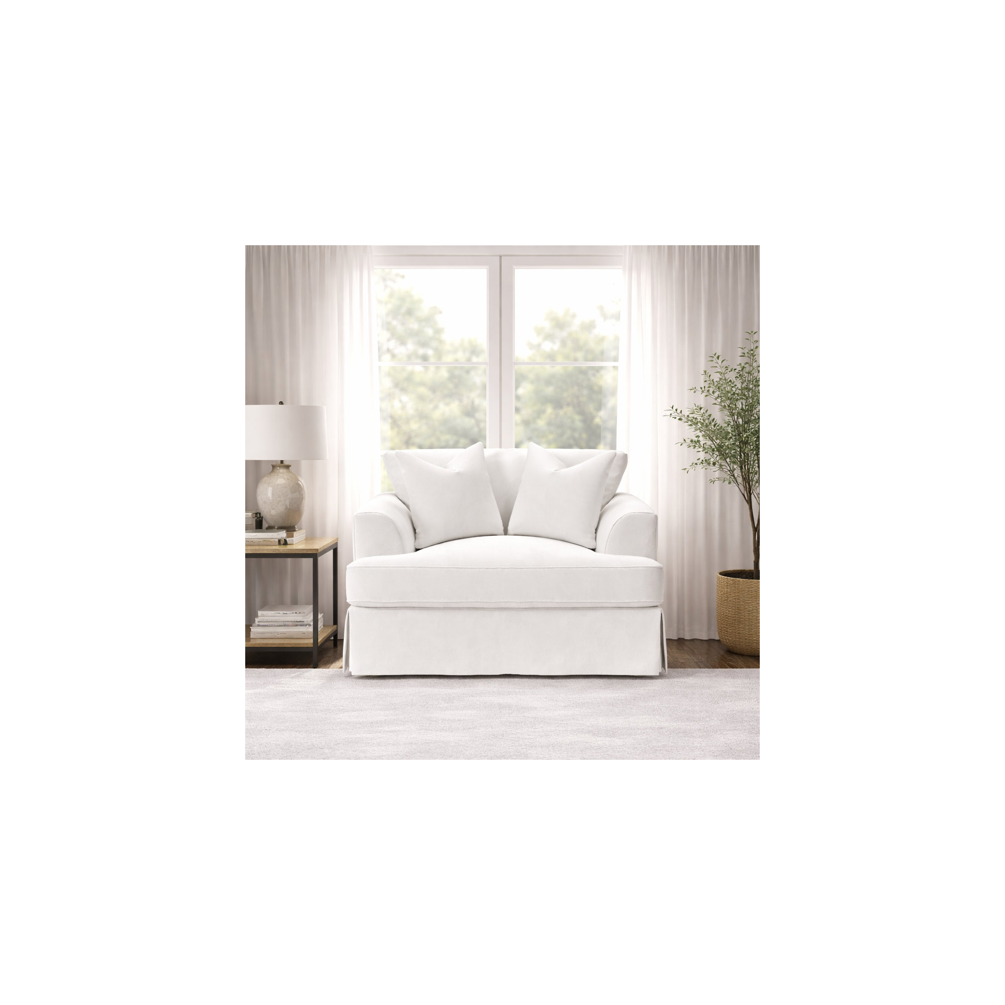 Lucia Slipcovered Chair and a Half, Beat Ash Performance