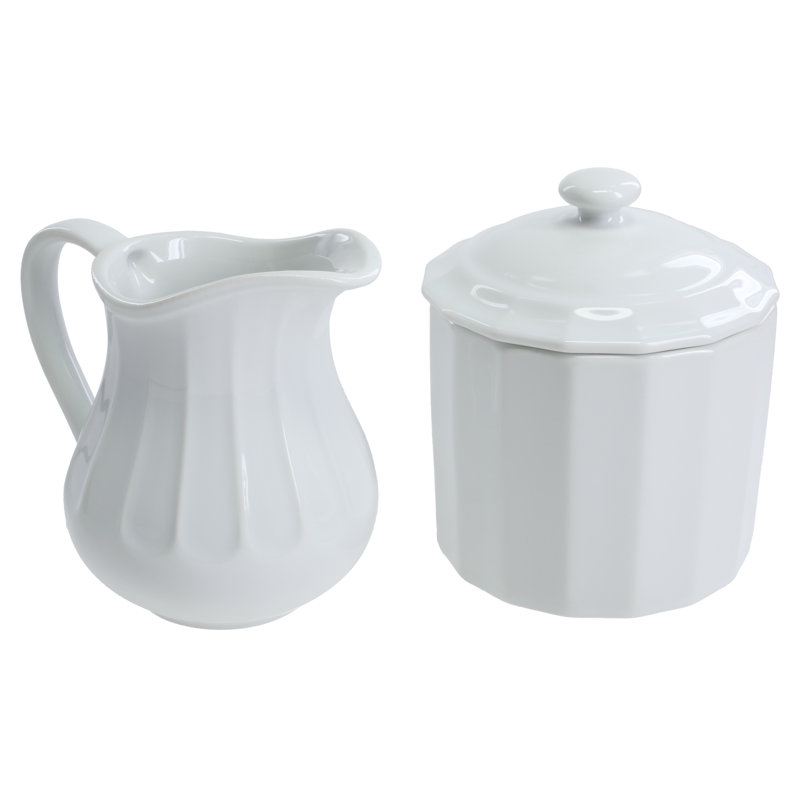 Panel Sugar And Creamer Set, White