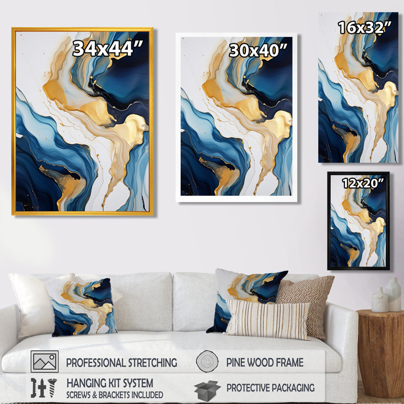 «Distant River liquide», reproduction d'art mural plage et océan, H 20 po x l 12 po x P 1 po, Toile tendue