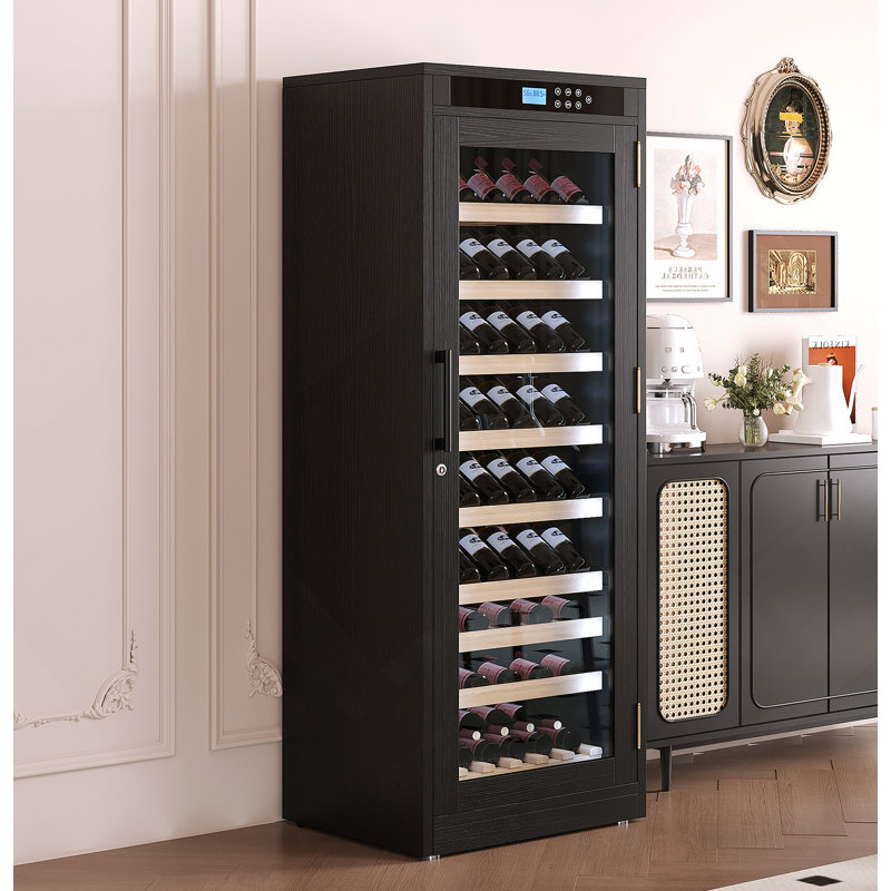 Intelligent Temperature-Controlled Multi-Tiered Wood Wine Cabinet