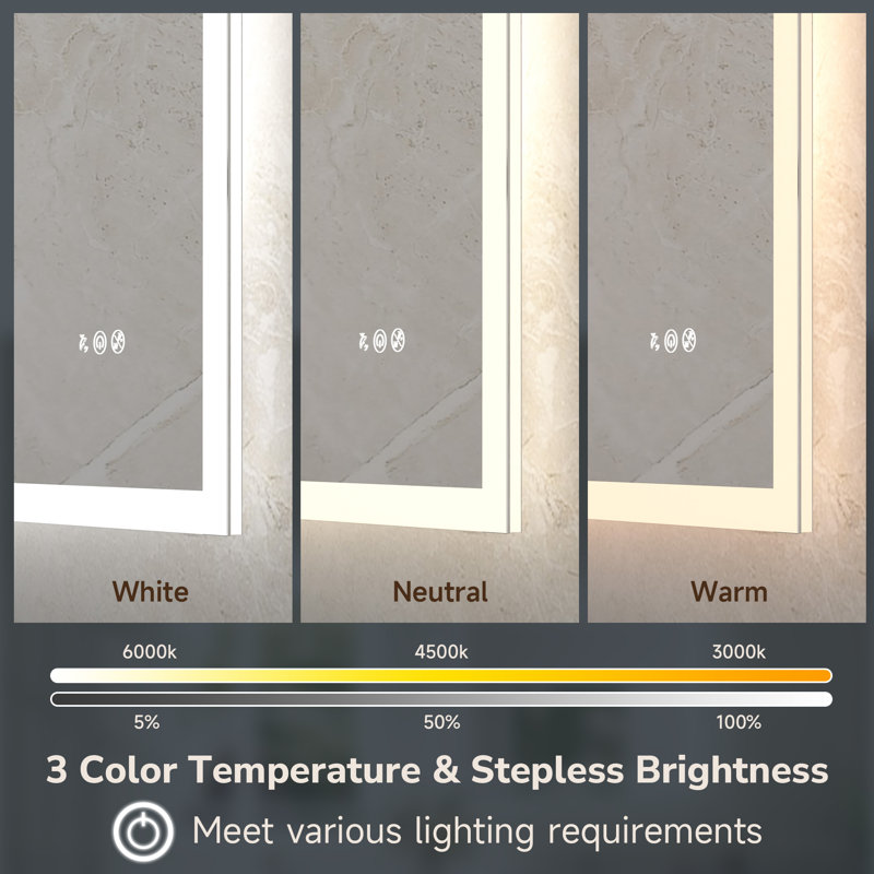 Front & Back LED Sensor Bathroom Vanity Mirror With Human Body Induction Wall Mirror Dimmable Anti Fog, 36" x 72"