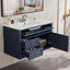 Meuble-lavabo mural 36 po avec 2 tiroirs, 1 tiroir basculant, lavabo simple en céramique 3 trous, armoire de rangement flottante moderne.-132137711
