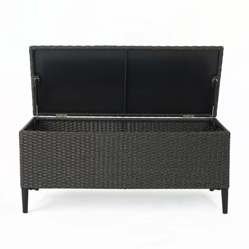 Banc de rangement en rotin pour l'extérieur, Gris