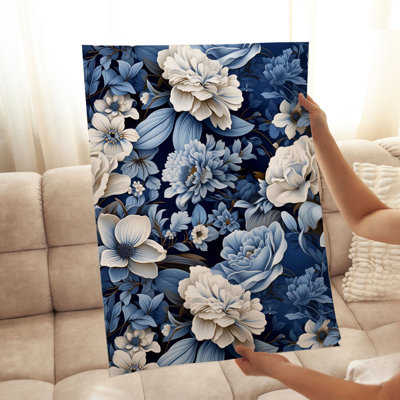 Floral pivoines bleues, reproduction d'art classique sans cadre