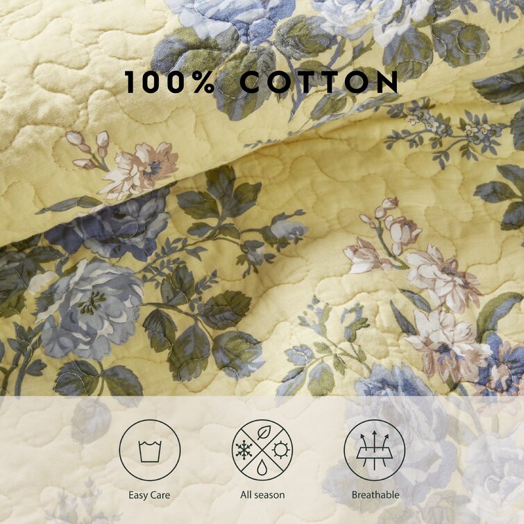 Linley Yellow 100% Cotton Reversible Quilt Set