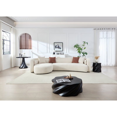Canapé modulaire incurvé de luxe de 132 po, canapé confortable de style minimaliste pour appartement de salon, méridienne modulaire en L