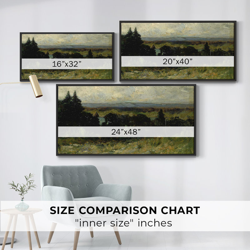Paysage, série CC CCXIV, toile tendue avec châssis, prête à être accrochée, H 17 po x l 33 po, Noir