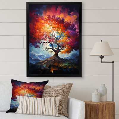 Chêne coloré, chêne, symphonie I, art mural sur toile floral et botanique