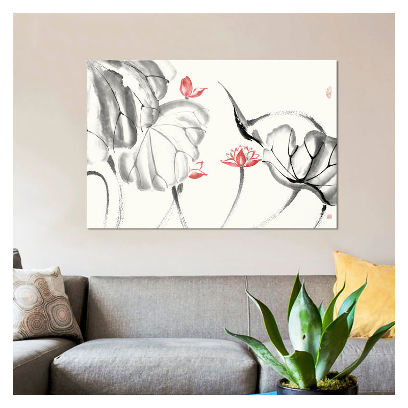 «Lotus Study With Coral III», reproduction sur toile, H 8 po x l 12 po x P 0,75 po